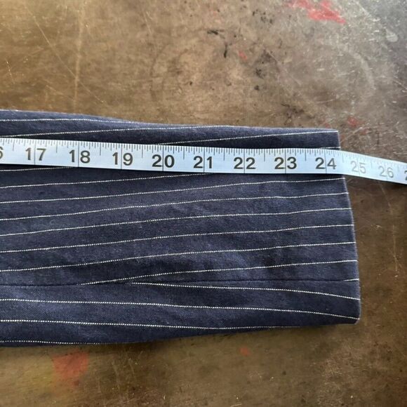 Banana Republic Blazer Women 14 Navy Pinstripe 1 Button Corporate Core Work - Picture 9 of 9